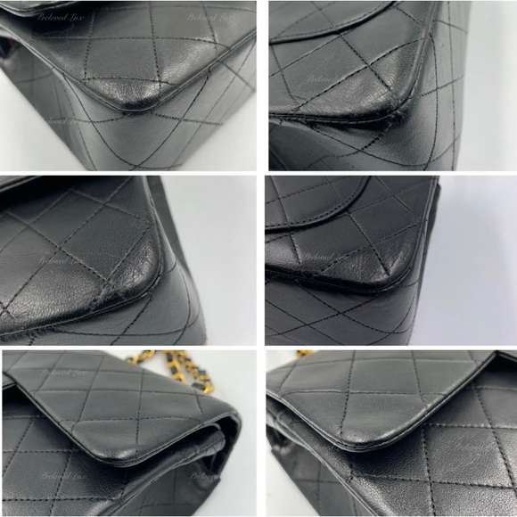 Authentic CHANEL Lambskin Small Classic Double Flap Bag Black/ Gold Hardware - Picture 4 of 12